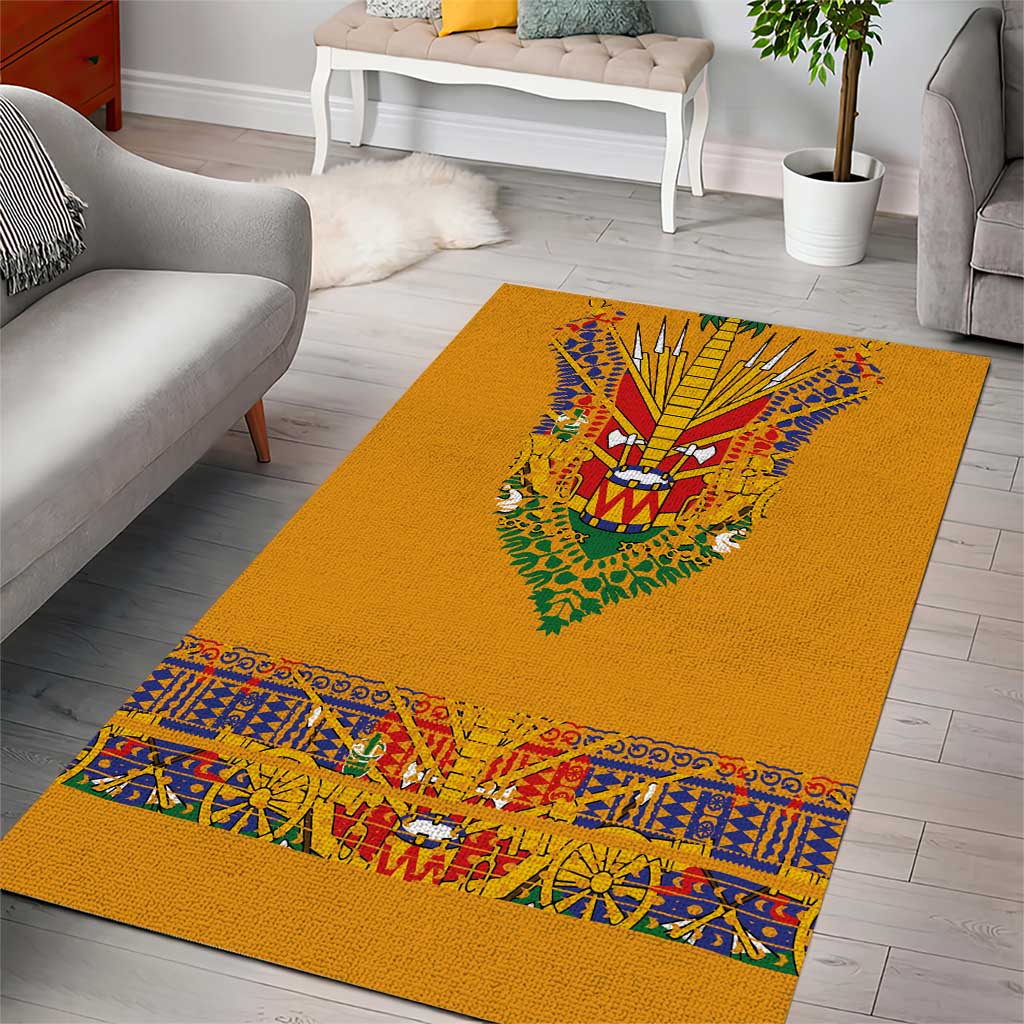 Haiti Flag Traditional Dashiki Area Rug Yellow Color - Polynesian Pride