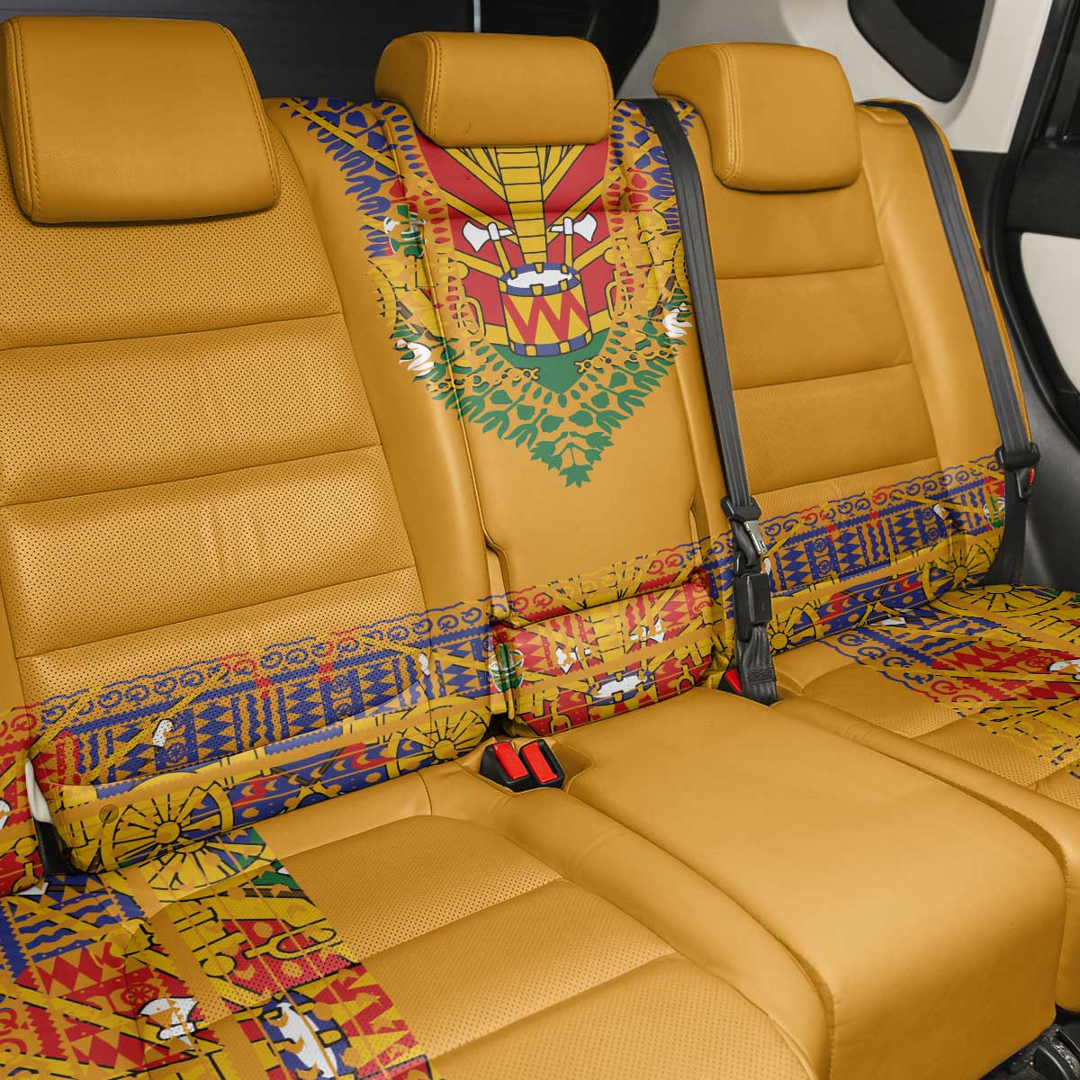 Haiti Flag Traditional Dashiki Back Car Seat Cover Yellow Color - Polynesian Pride