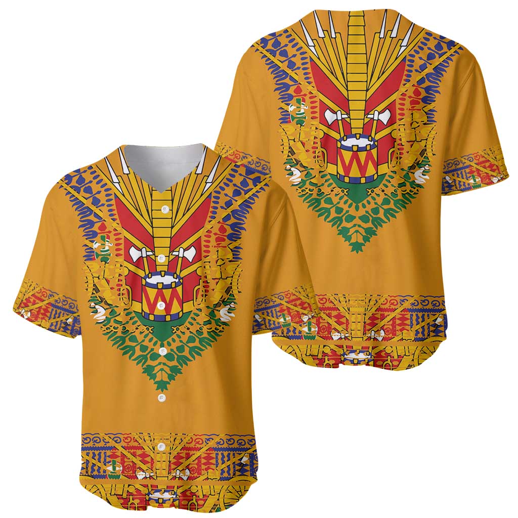 Haiti Flag Traditional Dashiki Baseball Jersey Yellow Color - Polynesian Pride
