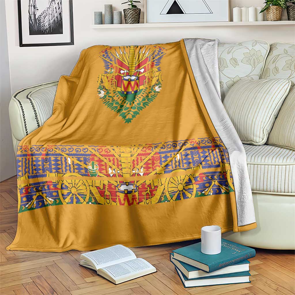 Haiti Flag Traditional Dashiki Blanket Yellow Color - Polynesian Pride