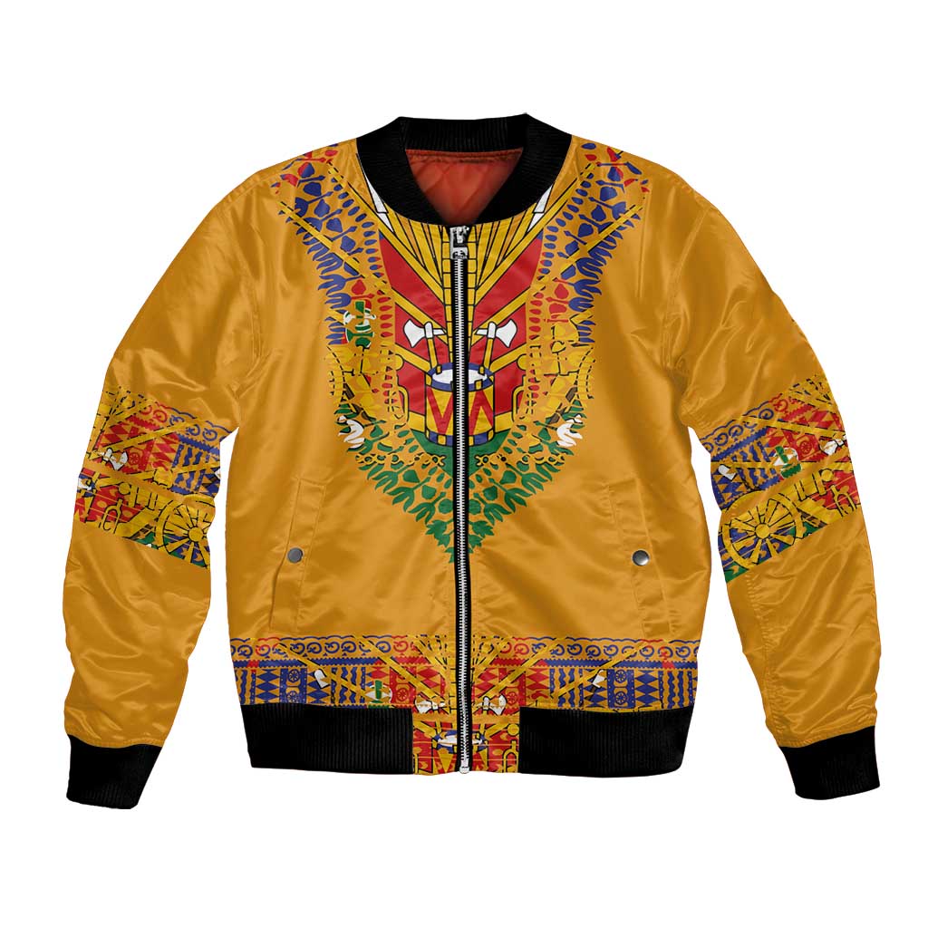 Haiti Flag Traditional Dashiki Bomber Jacket Yellow Color - Polynesian Pride