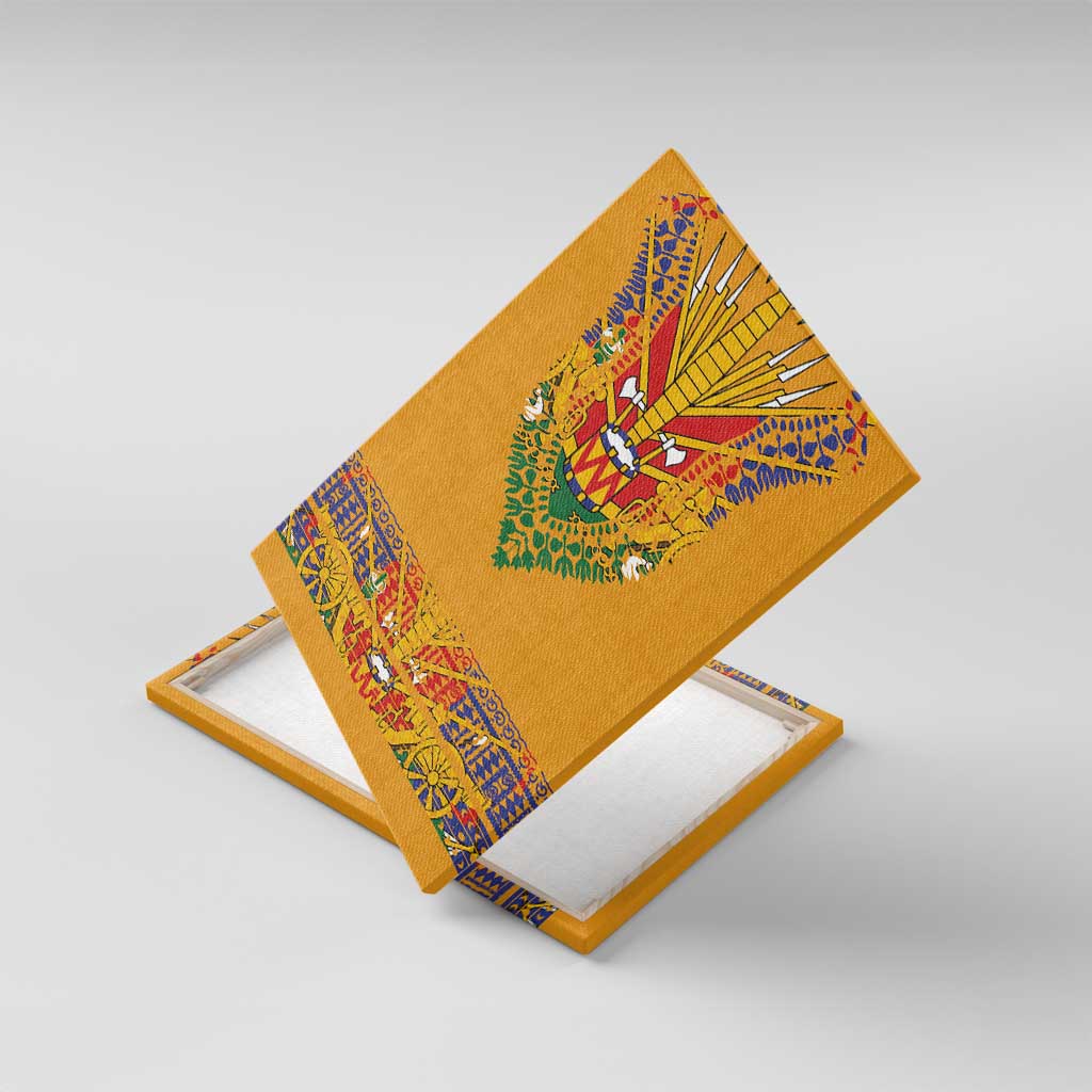 Haiti Flag Traditional Dashiki Canvas Wall Art Yellow Color - Polynesian Pride