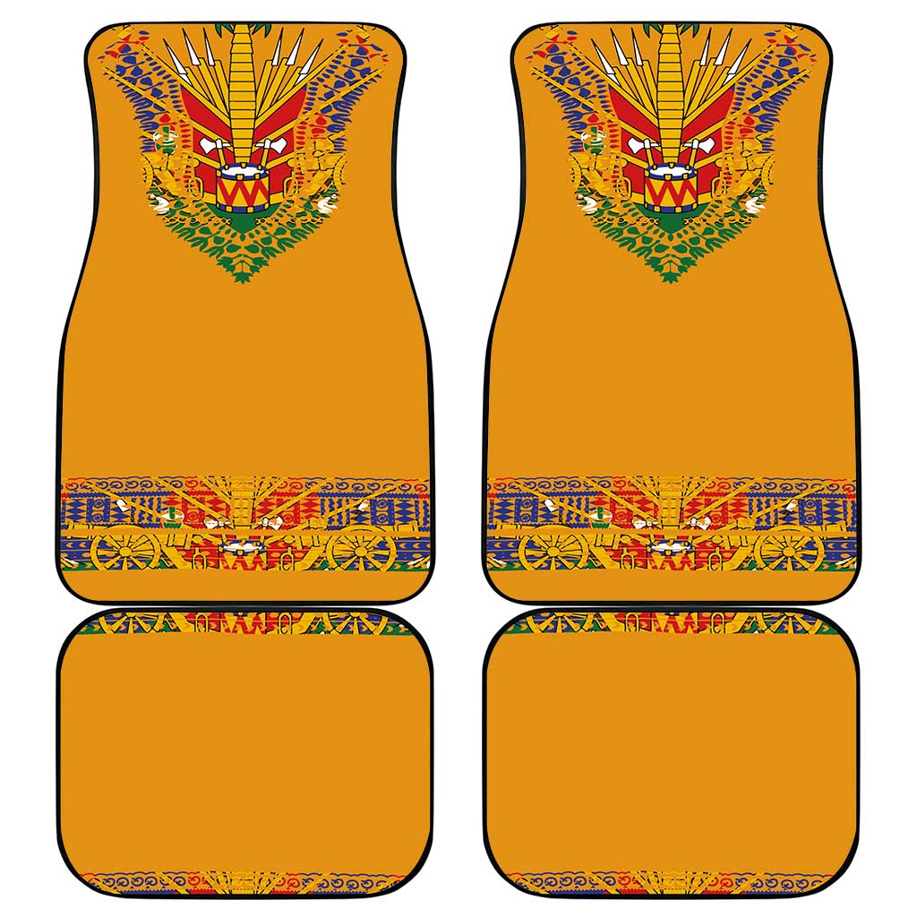 Haiti Flag Traditional Dashiki Car Mats Yellow Color - Polynesian Pride