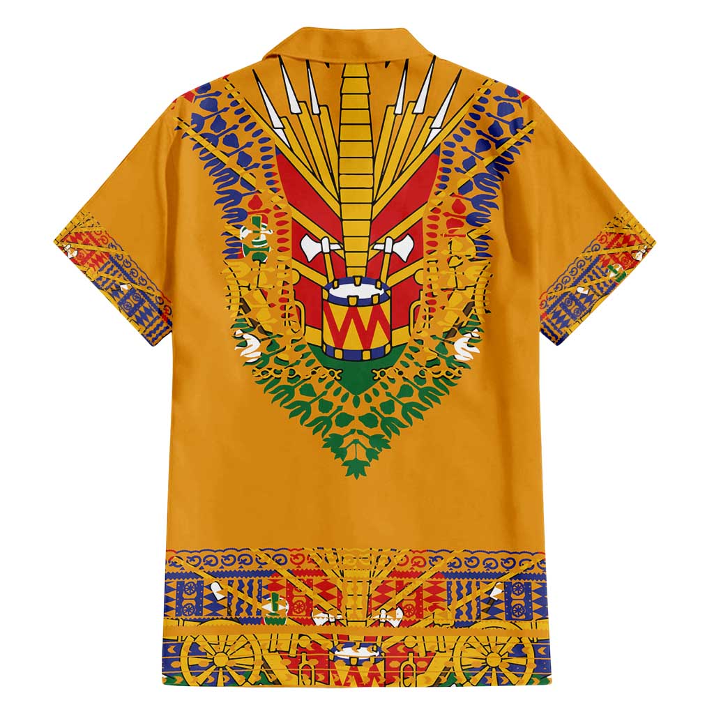 Haiti Flag Traditional Dashiki Family Matching Puletasi and Hawaiian Shirt Yellow Color - Polynesian Pride