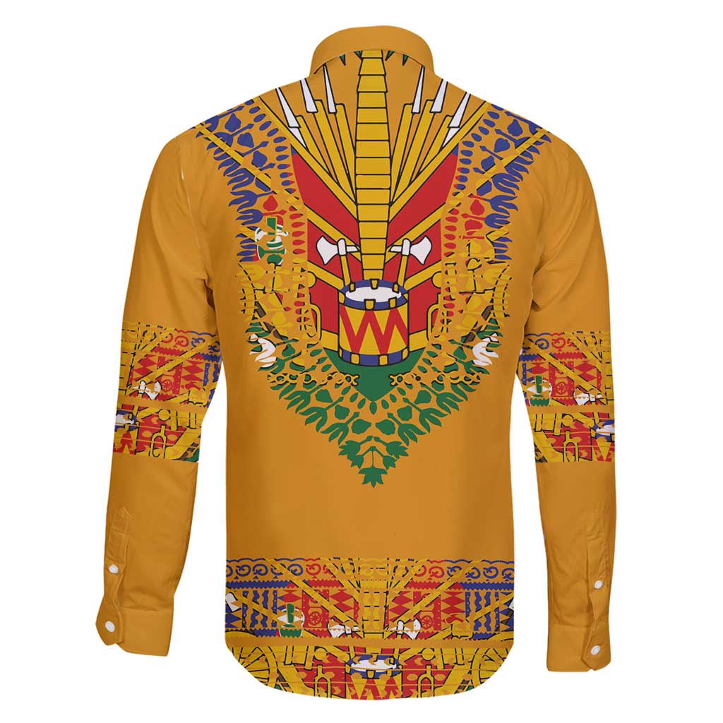 Haiti Flag Traditional Dashiki Family Matching Puletasi and Hawaiian Shirt Yellow Color - Polynesian Pride