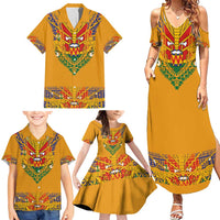 Haiti Flag Traditional Dashiki Family Matching Summer Maxi Dress and Hawaiian Shirt Yellow Color - Polynesian Pride