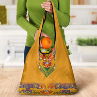 Haiti Flag Traditional Dashiki Grocery Bag Yellow Color - Polynesian Pride