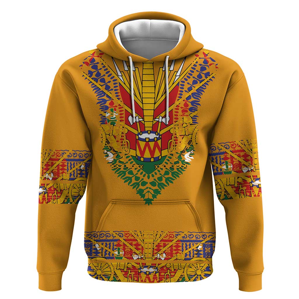 Haiti Flag Traditional Dashiki Hoodie Yellow Color - Polynesian Pride
