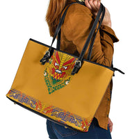 Haiti Flag Traditional Dashiki Leather Tote Bag Yellow Color - Polynesian Pride