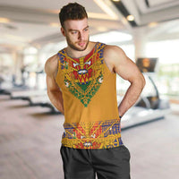Haiti Flag Traditional Dashiki Men Tank Top Yellow Color - Polynesian Pride