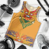 Haiti Flag Traditional Dashiki Men Tank Top Yellow Color - Polynesian Pride