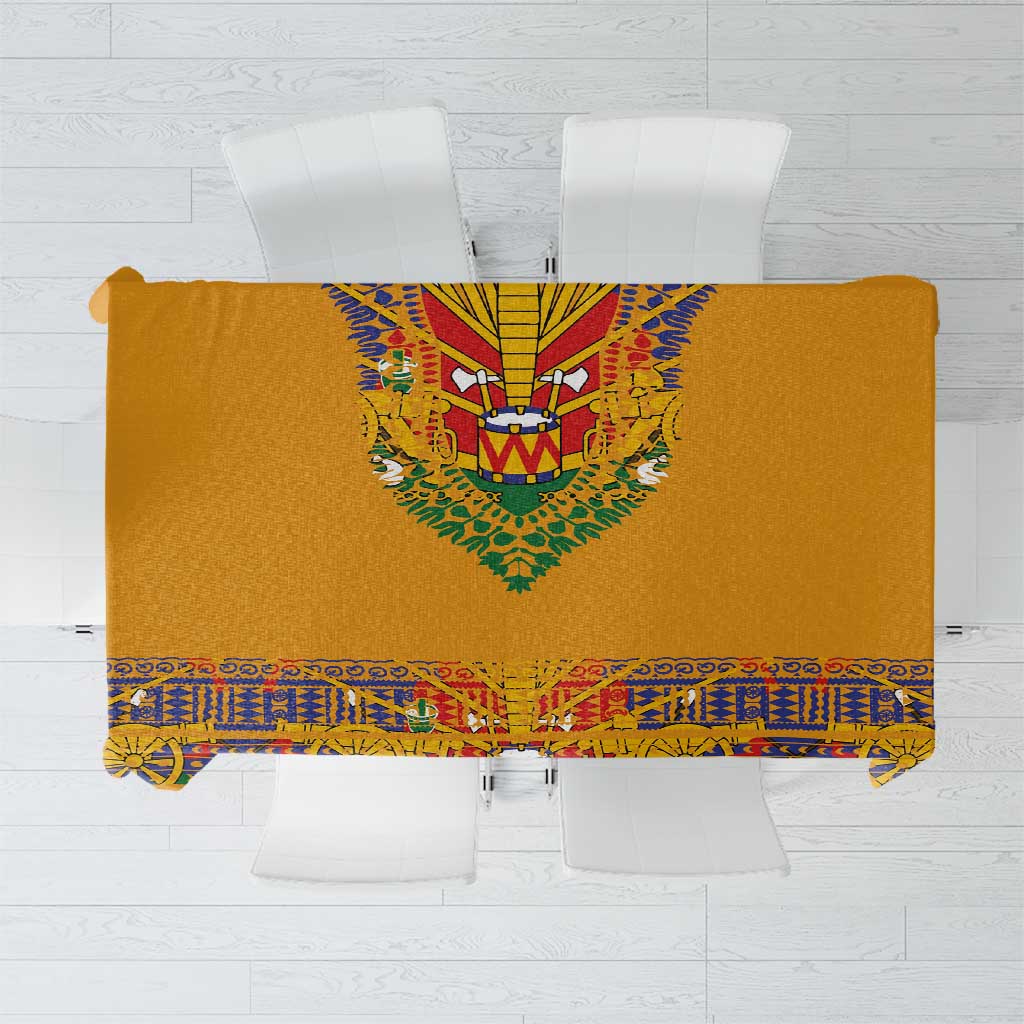 Haiti Flag Traditional Dashiki Tablecloth Yellow Color - Polynesian Pride