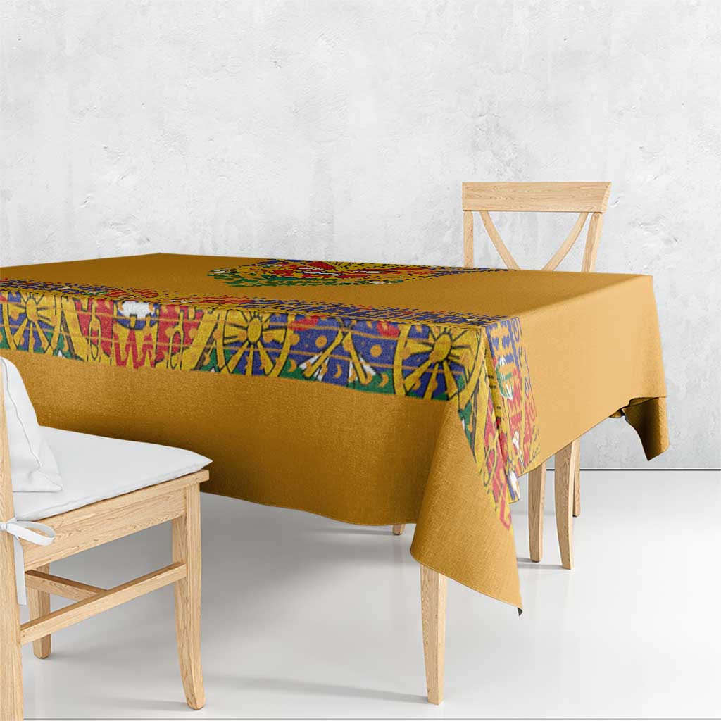 Haiti Flag Traditional Dashiki Tablecloth Yellow Color - Polynesian Pride