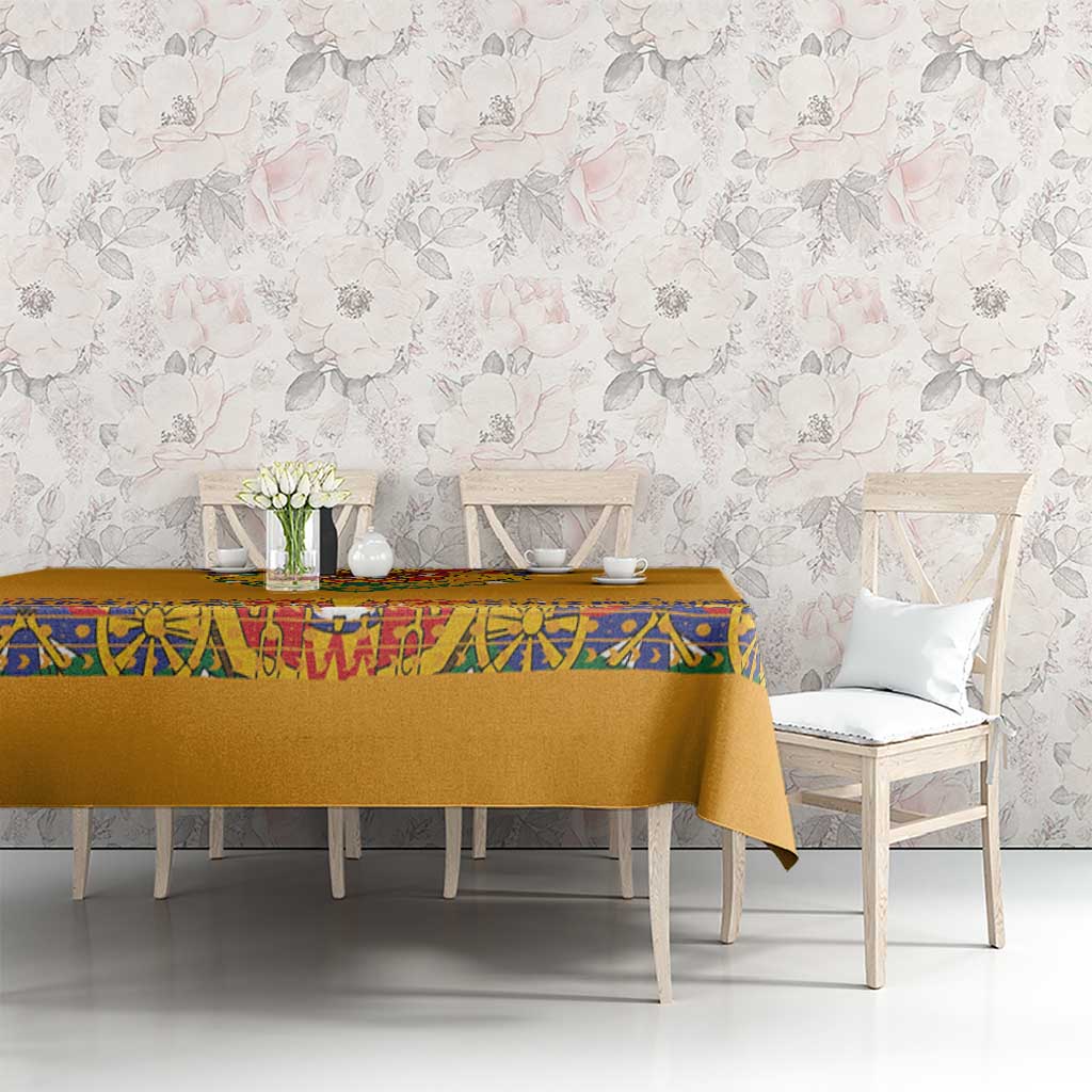 Haiti Flag Traditional Dashiki Tablecloth Yellow Color - Polynesian Pride