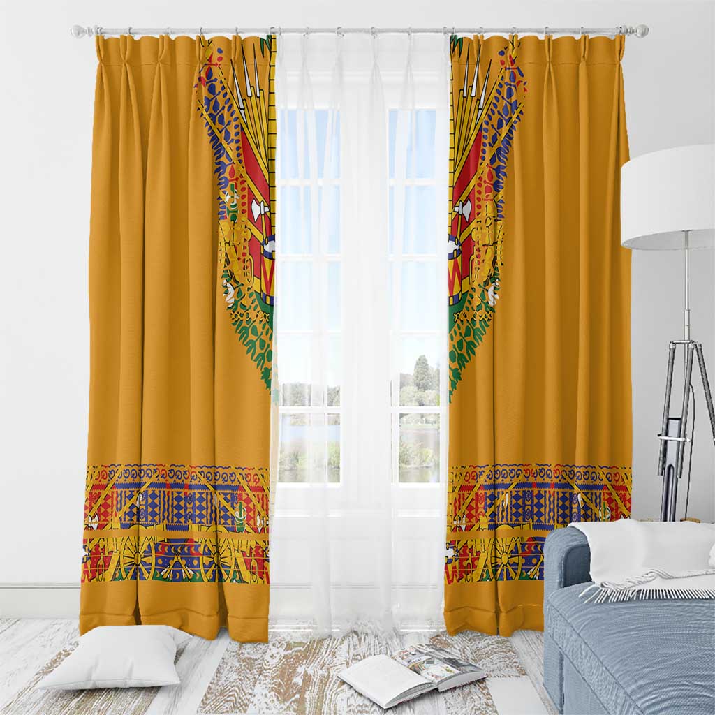 Haiti Flag Traditional Dashiki Window Curtain Yellow Color - Polynesian Pride