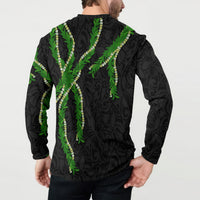 Hawaii Maile Lei Button Sweatshirt Aloha Black Color