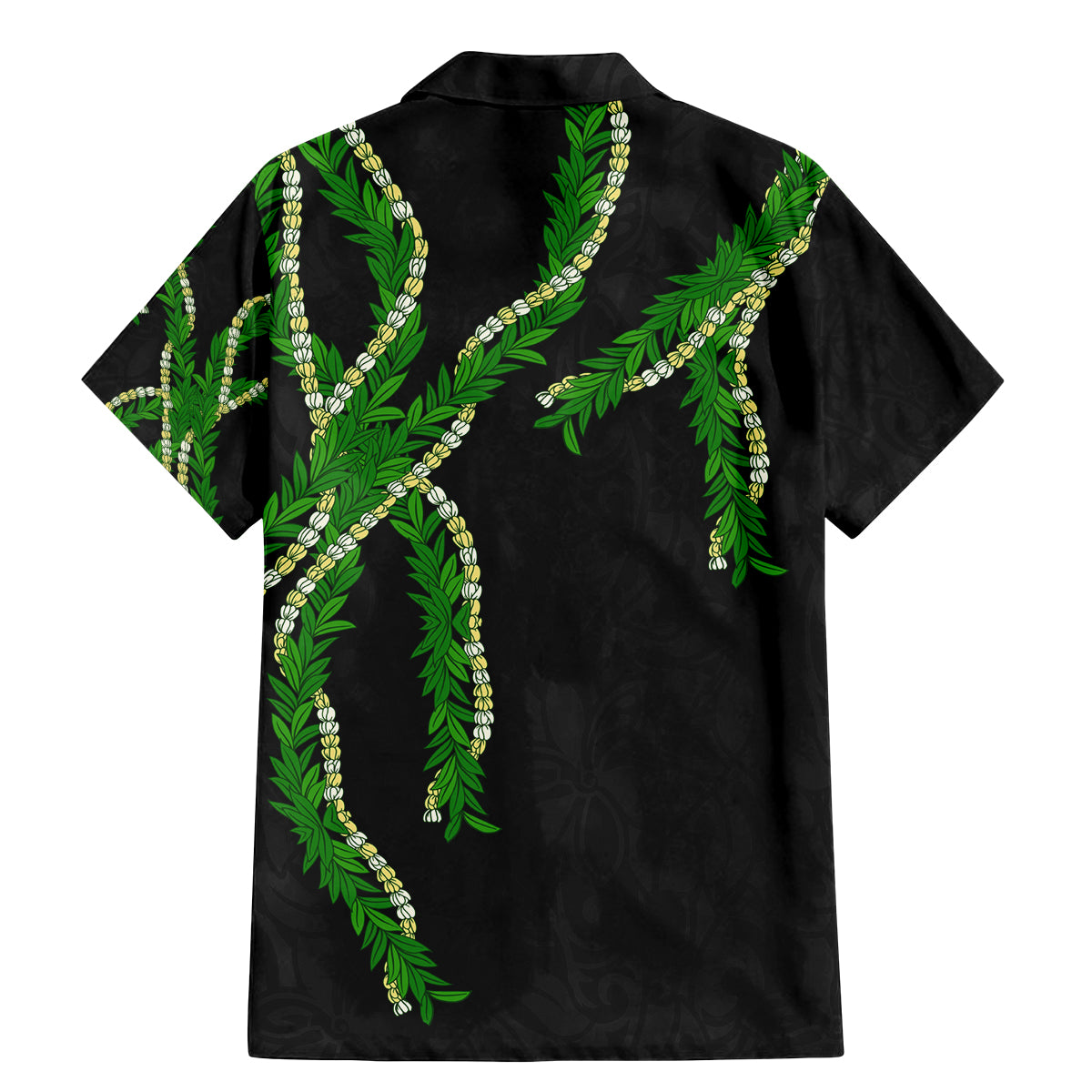 Hawaii Maile Lei Family Matching Mermaid Dress and Hawaiian Shirt Aloha Black Color
