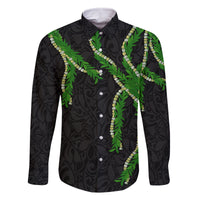 Hawaii Maile Lei Family Matching Tank Maxi Dress and Hawaiian Shirt Aloha Black Color