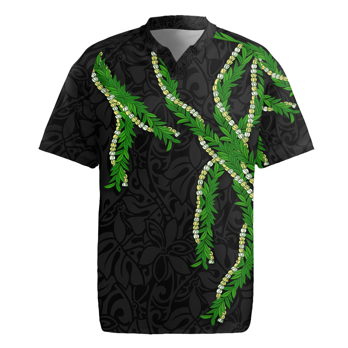Hawaii Maile Lei Rugby Jersey Aloha Black Color