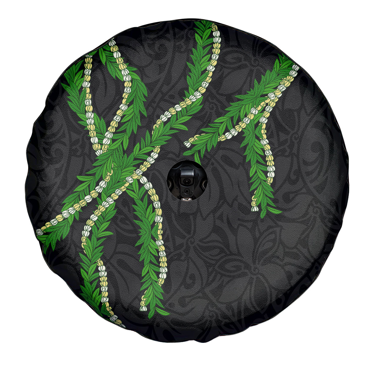 Hawaii Maile Lei Spare Tire Cover Aloha Black Color