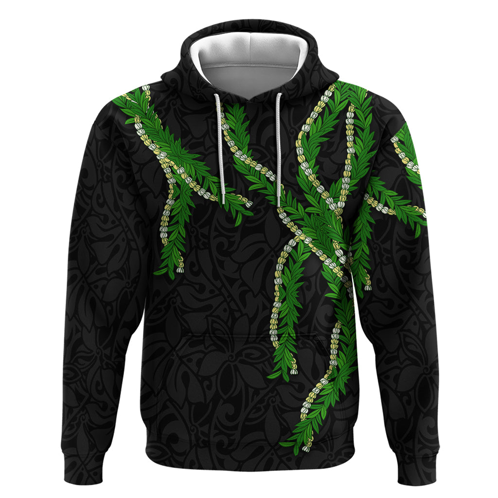 Hawaii Maile Lei Zip Hoodie Aloha Black Color