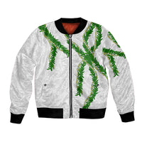 Hawaii Maile Lei Bomber Jacket Aloha White Color