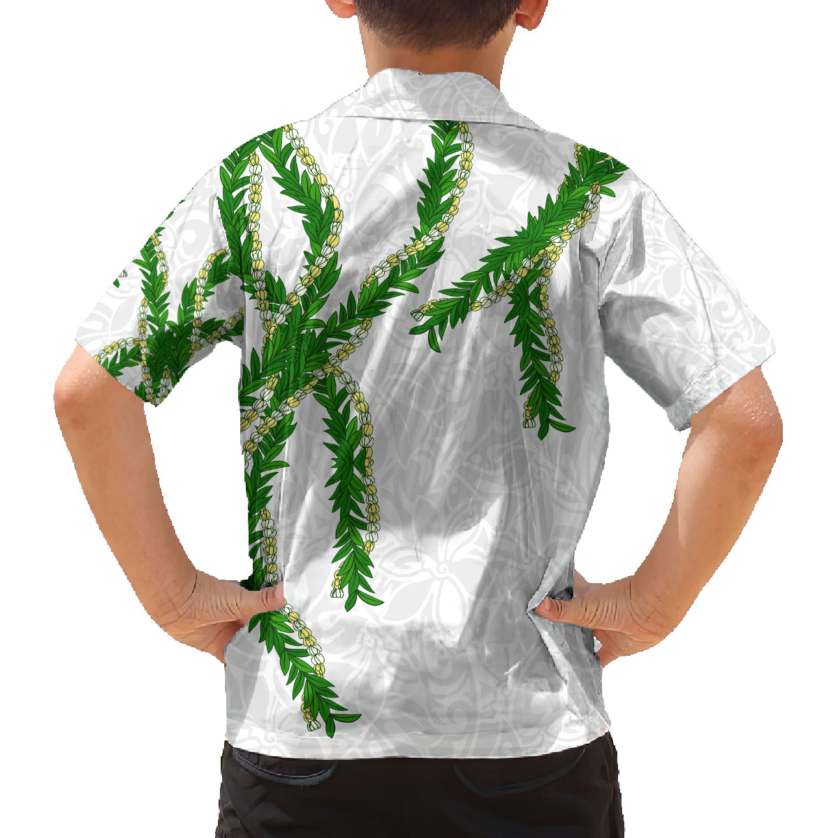 Hawaii Maile Lei Family Matching Tank Maxi Dress and Hawaiian Shirt Aloha White Color