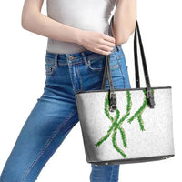 Hawaii Maile Lei Leather Tote Bag Aloha White Color