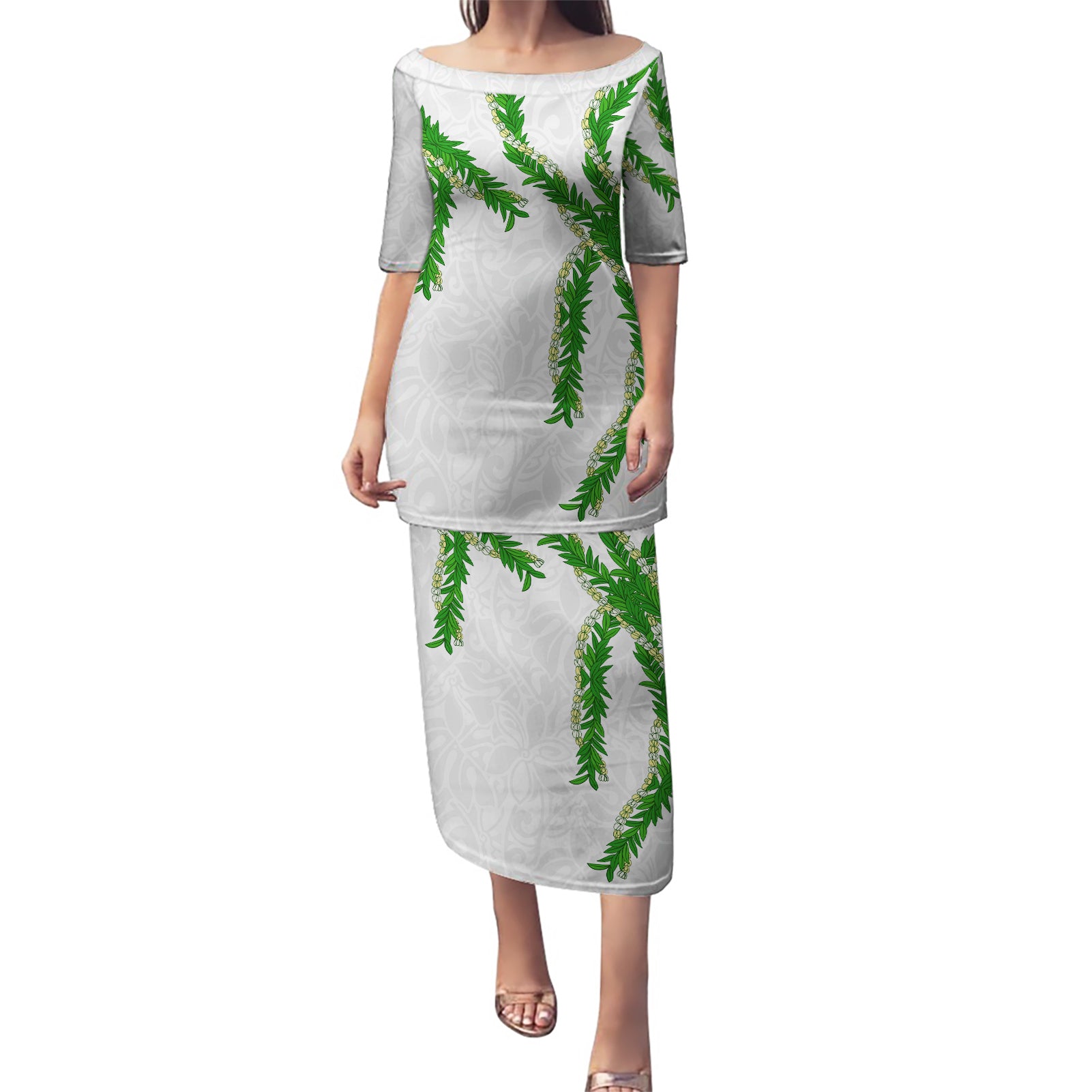 Hawaii Maile Lei Puletasi Aloha White Color