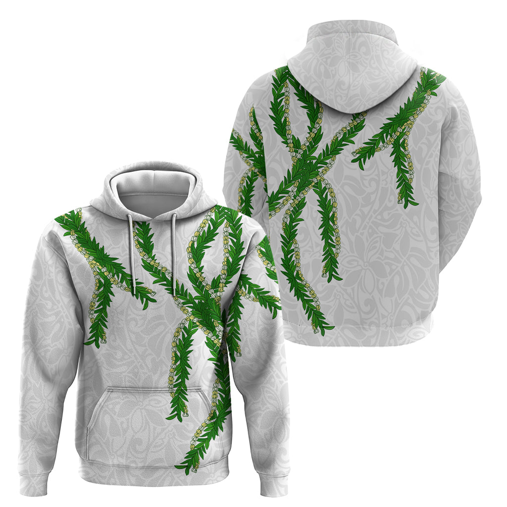 Hawaii Maile Lei Zip Hoodie Aloha White Color