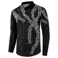 Hawaii Maile Lei Button Sweatshirt Aloha Grayscale Color