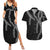 Hawaii Maile Lei Couples Matching Summer Maxi Dress and Hawaiian Shirt Aloha Grayscale Color