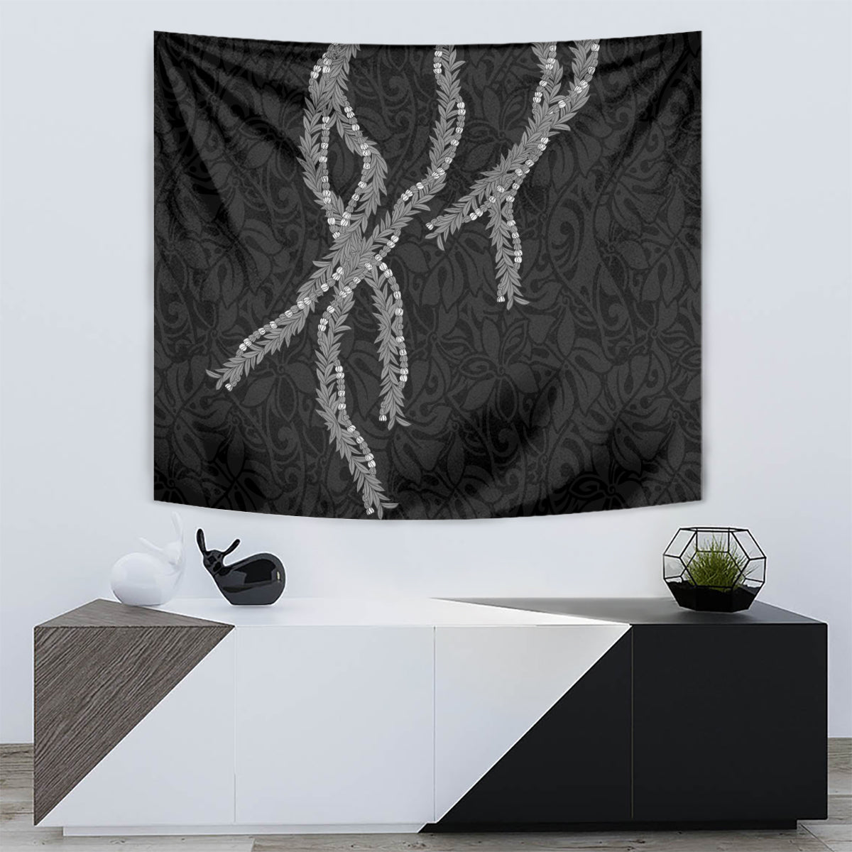 Hawaii Maile Lei Tapestry Aloha Grayscale Color LT03 - Polynesian Pride