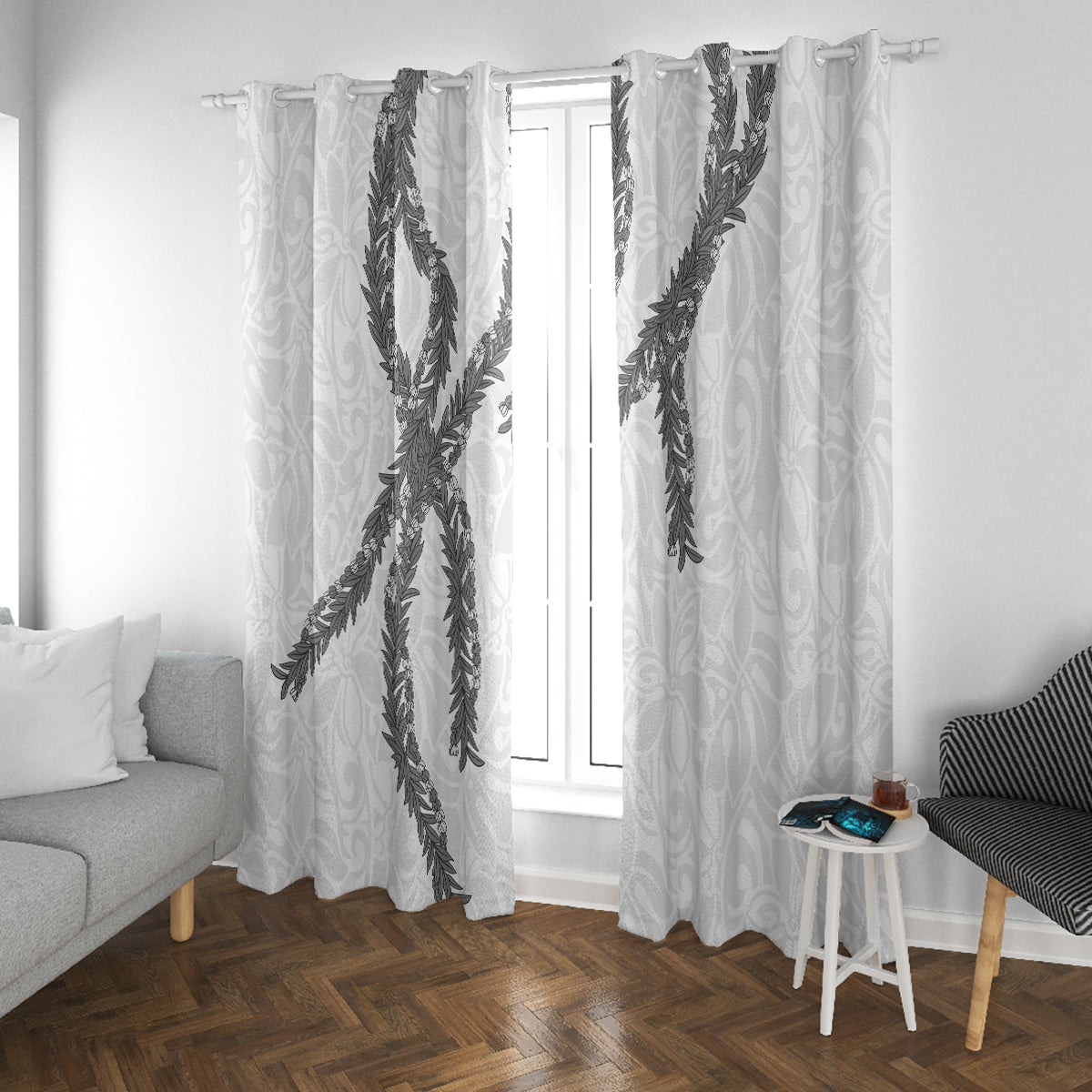 Hawaii Maile Lei Window Curtain Aloha The Grey Color