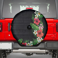 Hawaii Tropical Flowers and Leaves Spare Tire Cover Tapa Pattern Colorful Mode