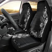 Hawaii Tropical Flowers and Leaves Car Seat Cover Tapa Pattern Grayscale Mode