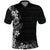 Hawaii Tropical Flowers and Leaves Polo Shirt Tapa Pattern Grayscale Mode