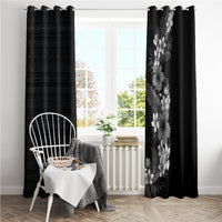Hawaii Tropical Flowers and Leaves Window Curtain Tapa Pattern Grayscale Mode