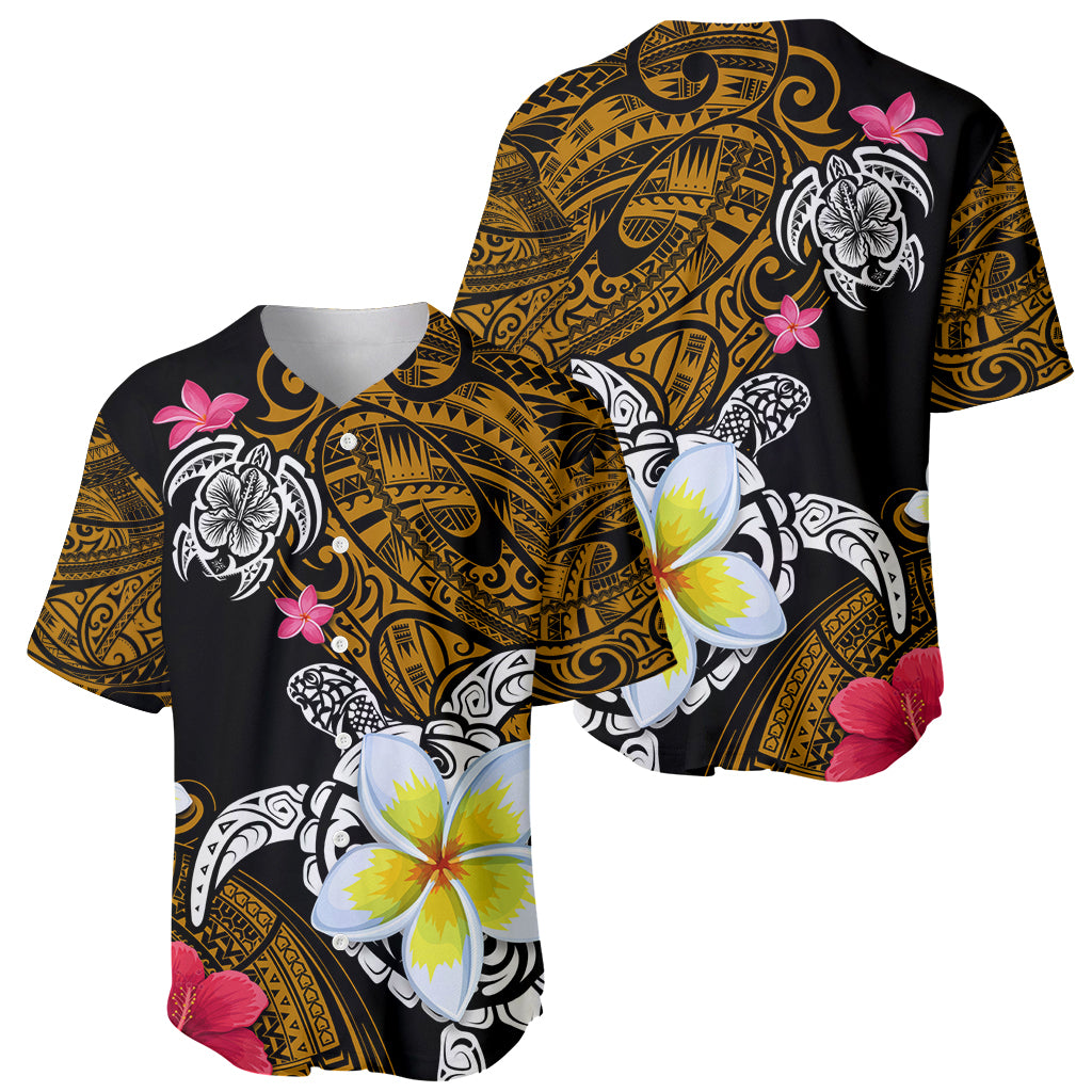 Hawaii Turtle and Tropical Flower Baseball Jersey Polynesian Pattern