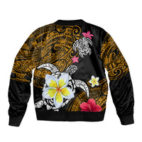Hawaii Turtle and Tropical Flower Bomber Jacket Polynesian Pattern