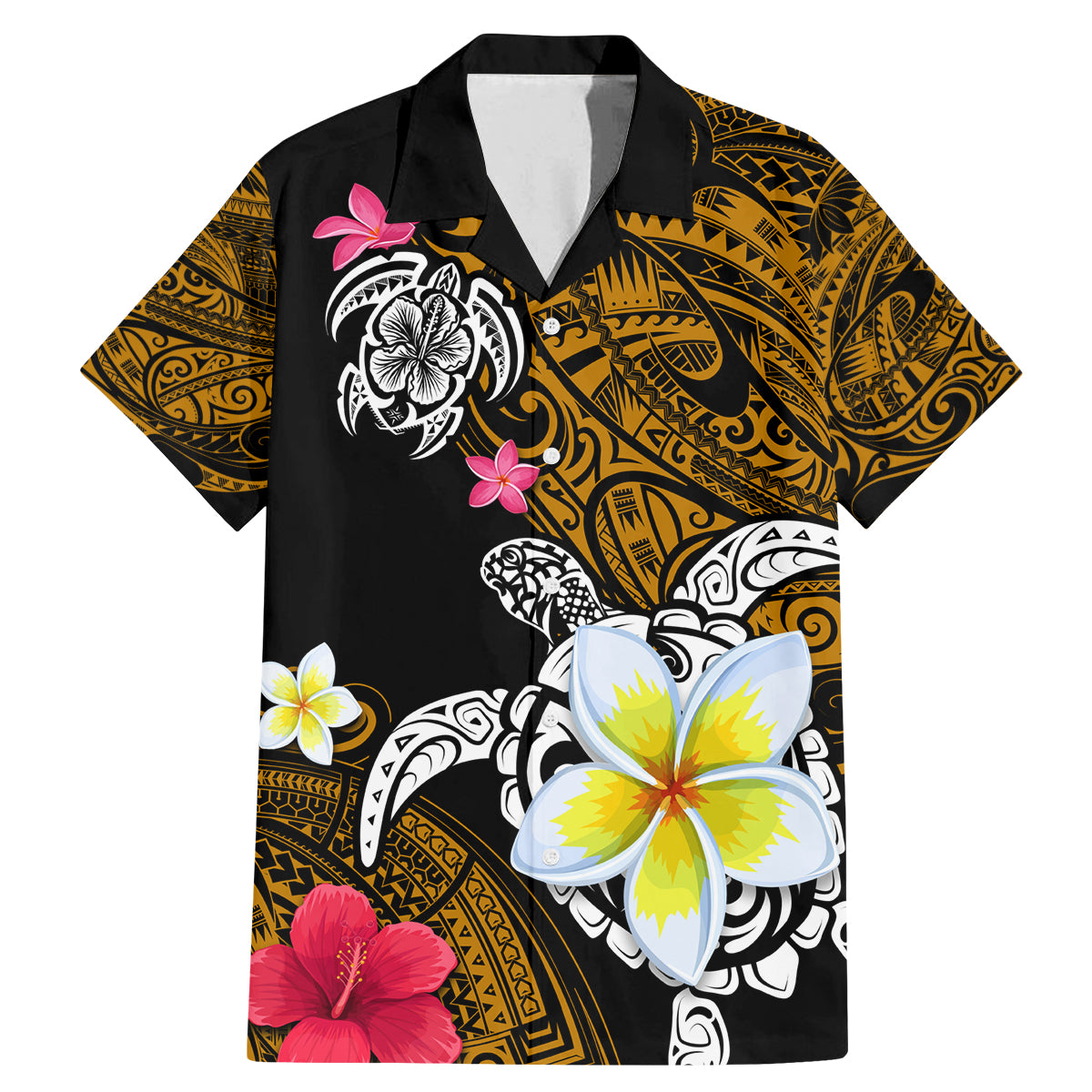 Hawaii Turtle and Tropical Flower Family Matching Mermaid Dress and Hawaiian Shirt Polynesian Pattern