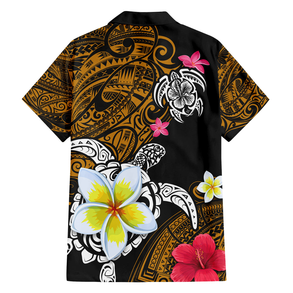 Hawaii Turtle and Tropical Flower Family Matching Tank Maxi Dress and Hawaiian Shirt Polynesian Pattern
