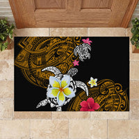 Hawaii Turtle and Tropical Flower Rubber Doormat Polynesian Pattern