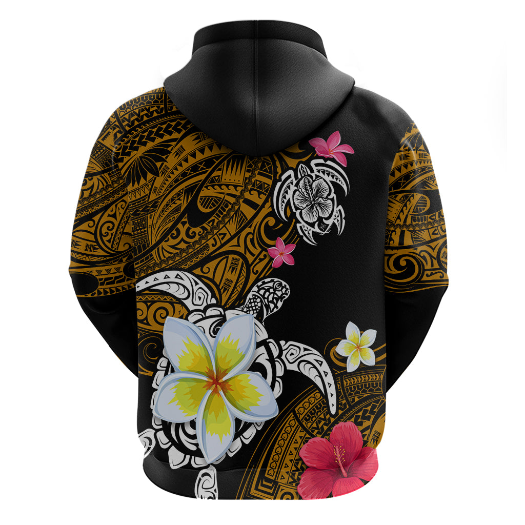 Hawaii Turtle and Tropical Flower Zip Hoodie Polynesian Pattern