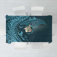 Hawaiian Manta Ray and Polynesian Tribal Tattoo Tablecloth Turquoise Color LT03 Turquoise - Polynesian Pride
