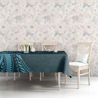 Hawaiian Manta Ray and Polynesian Tribal Tattoo Tablecloth Turquoise Color LT03 - Polynesian Pride