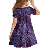 Hawaiian Manta Ray and Polynesian Tribal Tattoo Family Matching Mermaid Dress and Hawaiian Shirt Purple Color LT03