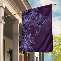 Hawaiian Manta Ray and Polynesian Tribal Tattoo Garden Flag Purple Color LT03 House Flag Purple - Polynesian Pride