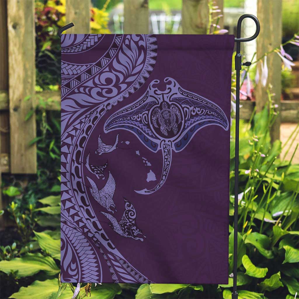 Hawaiian Manta Ray and Polynesian Tribal Tattoo Garden Flag Purple Color LT03 Garden Flag Purple - Polynesian Pride