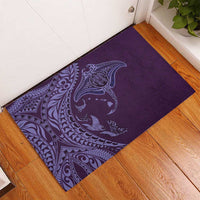 Hawaiian Manta Ray and Polynesian Tribal Tattoo Rubber Doormat Purple Color LT03 - Polynesian Pride